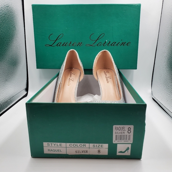 Lauren Lorraine Ruby Silver Rhinestone Embellished Half d'Orsay Pointed Pumps fo - Picture 4 of 15